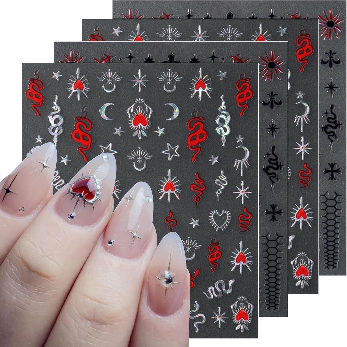 JMEOWIO Nagelsticker Mond Stern 10 Blatt Nail Art Naklejka Selbstklebend Nagelaufkleber Dekoration Nageldesign Zubehör