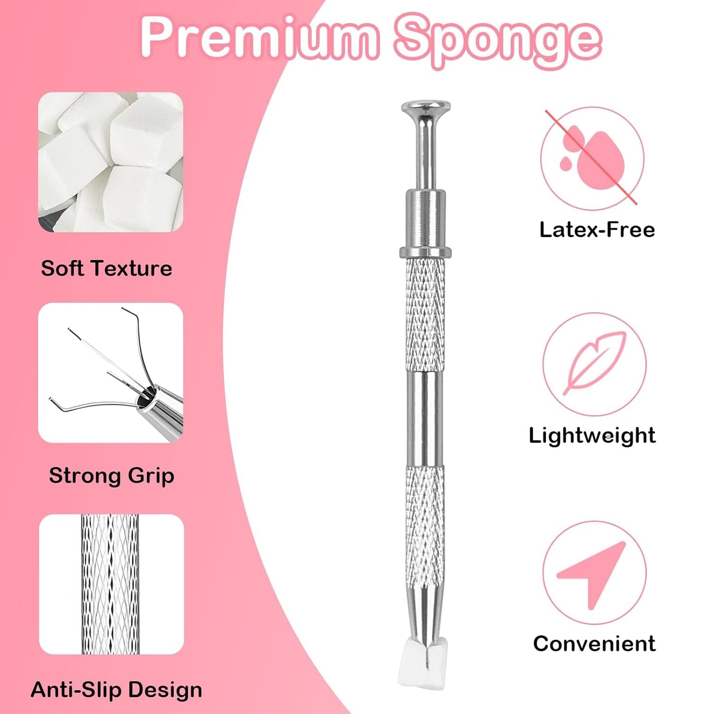 100 sztuk Latexfrei Nailart Schwämme, Ombre Nagelschwammpinsel, Nagelschwamm Mit Metallgreifer 100 Blatt Nailart-Mischpapier Austellungsbox, Maniküre Schwamm Applikator Für Farbverlauf Nailart