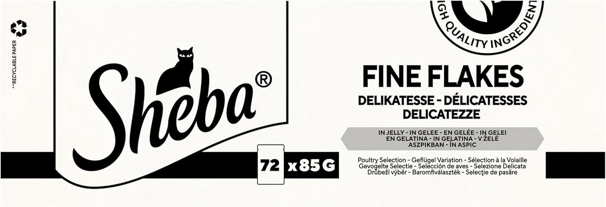 SHEBA Mokra karma dla kotów - 72 saszetki x 85g - Odmiana dla drobiu w galarecie - Mokra karma dla kotów - 1 duże opakowanie