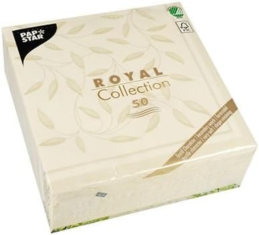 Papstar, 50 serwetek „ROYAL Collection” 1/4-krotnie 40 cm x 40 cm szampan „New Mediterranean”, #11651