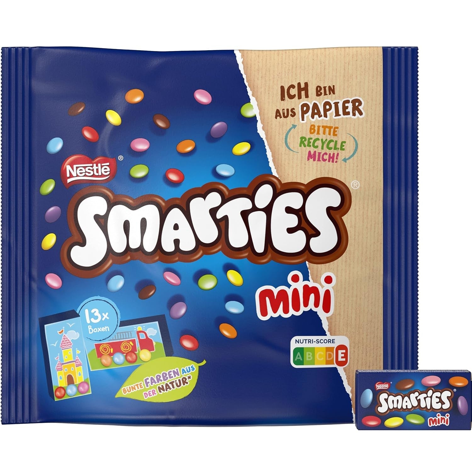 Nestlé SMARTIES Mini Mała soczewica pakowana pojedynczo w mlecznej czekoladzie, 3 opakowania (1 x 187 g)
