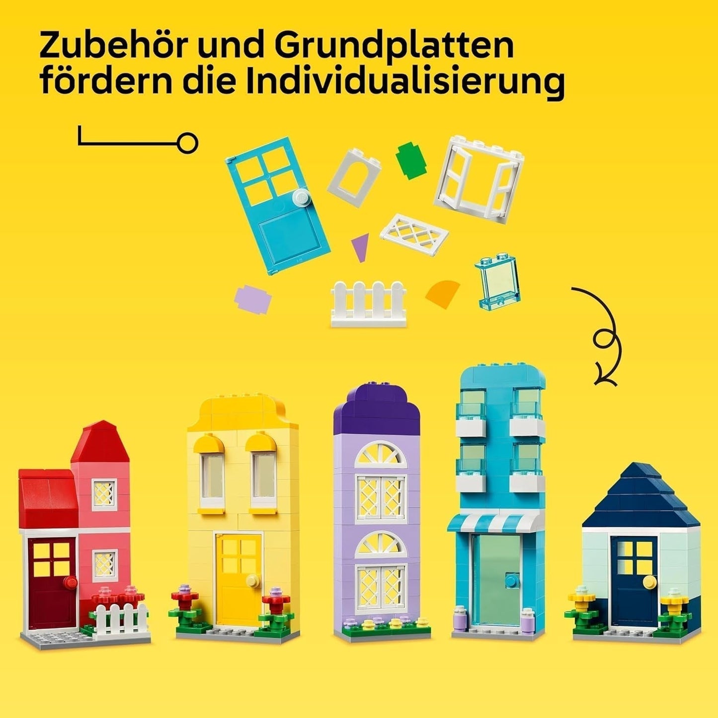 LEGO Classic Kreatywne domy, zestaw klocków do budowania dla dzieci, 850 klocków do budowania, zabawka do budowania domu z akcesoriami, prezent dla chłopców i dziewcząt w wieku 4 lat 11035 Zestawy do budowania Beuche den LEGO-Store
