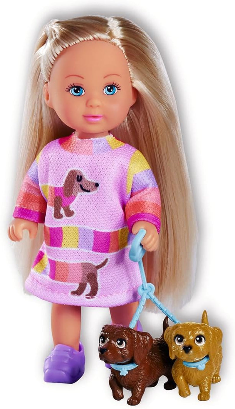 Simba Evi Love Dogs Dwa urocze jamniki na smyczy Lalka 12 cm Zabawkowa lalka, wiek: 3+