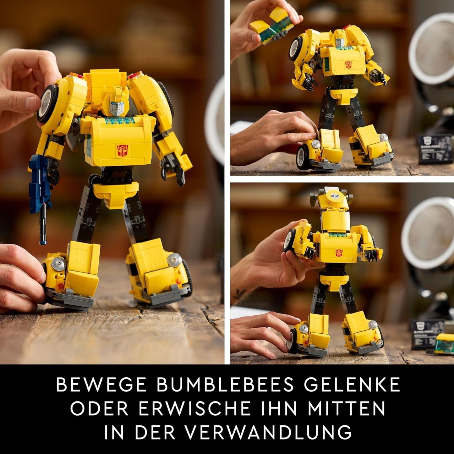 LEGO Icons Transformers Bumblebee, figurka robota kolekcjonerskiego dla dorosłych, zestaw do budowania filmów dla fanów science fiction, możliwość przekształcenia w samochód, zabawka przygodowa 10338 Zestawy do budowania Besuche den LEGO-Store