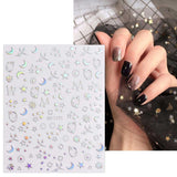 JMEOWIO Nagelsticker Aurora Holografisch 9 Blatt Nagelaufkleber Selbstklebend Herz-Flamme Spielt Schmetterlings-Mond Die Hauptrolle Nail Art Naklejka Dekoracja Nageldesign Zubehör