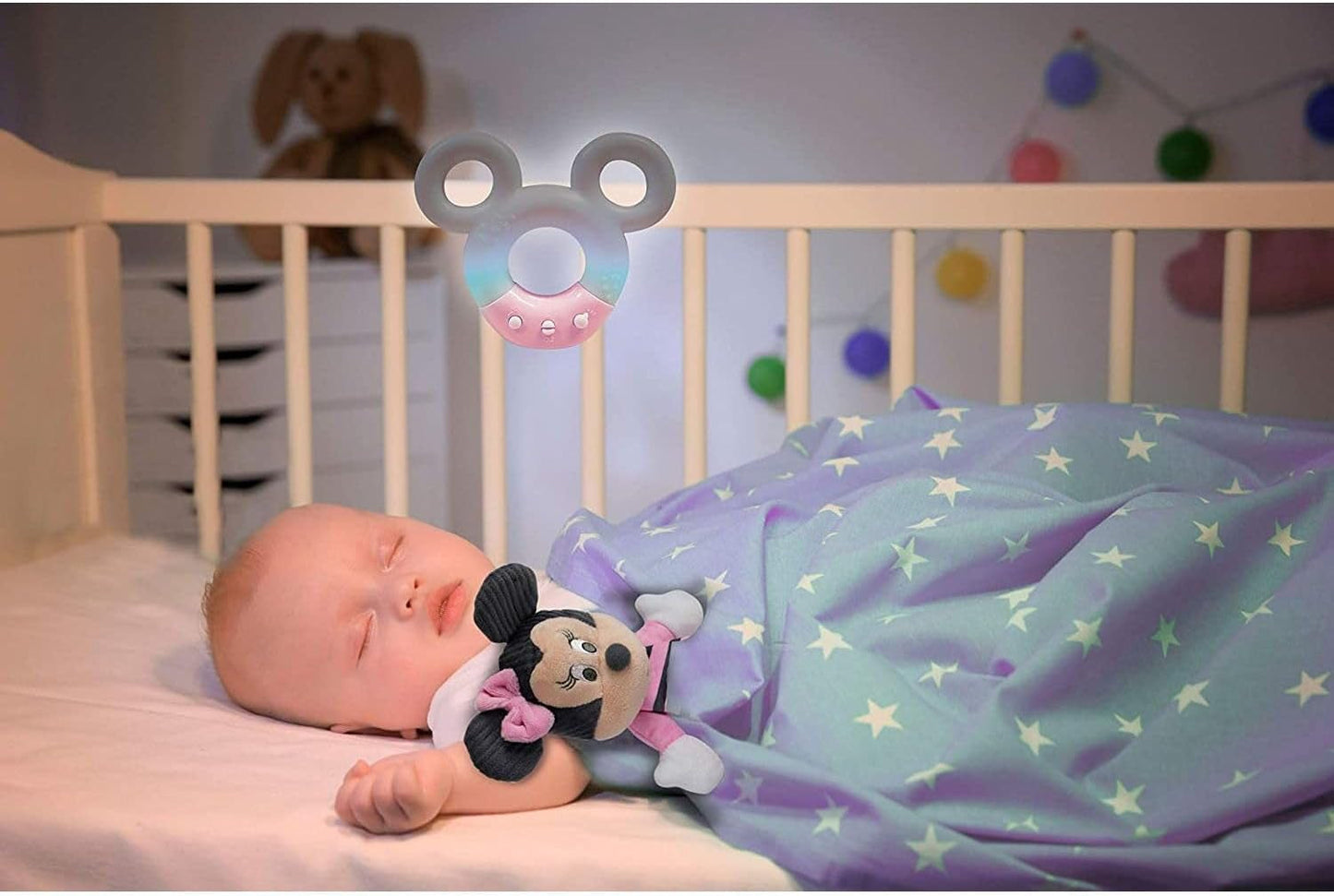 Clementoni 17396 Disney Baby Minnie Dźwięk i kolor Lampka nocna Biała Muzyka 0 miesięcy + Jucarii Bebe Naty Shop