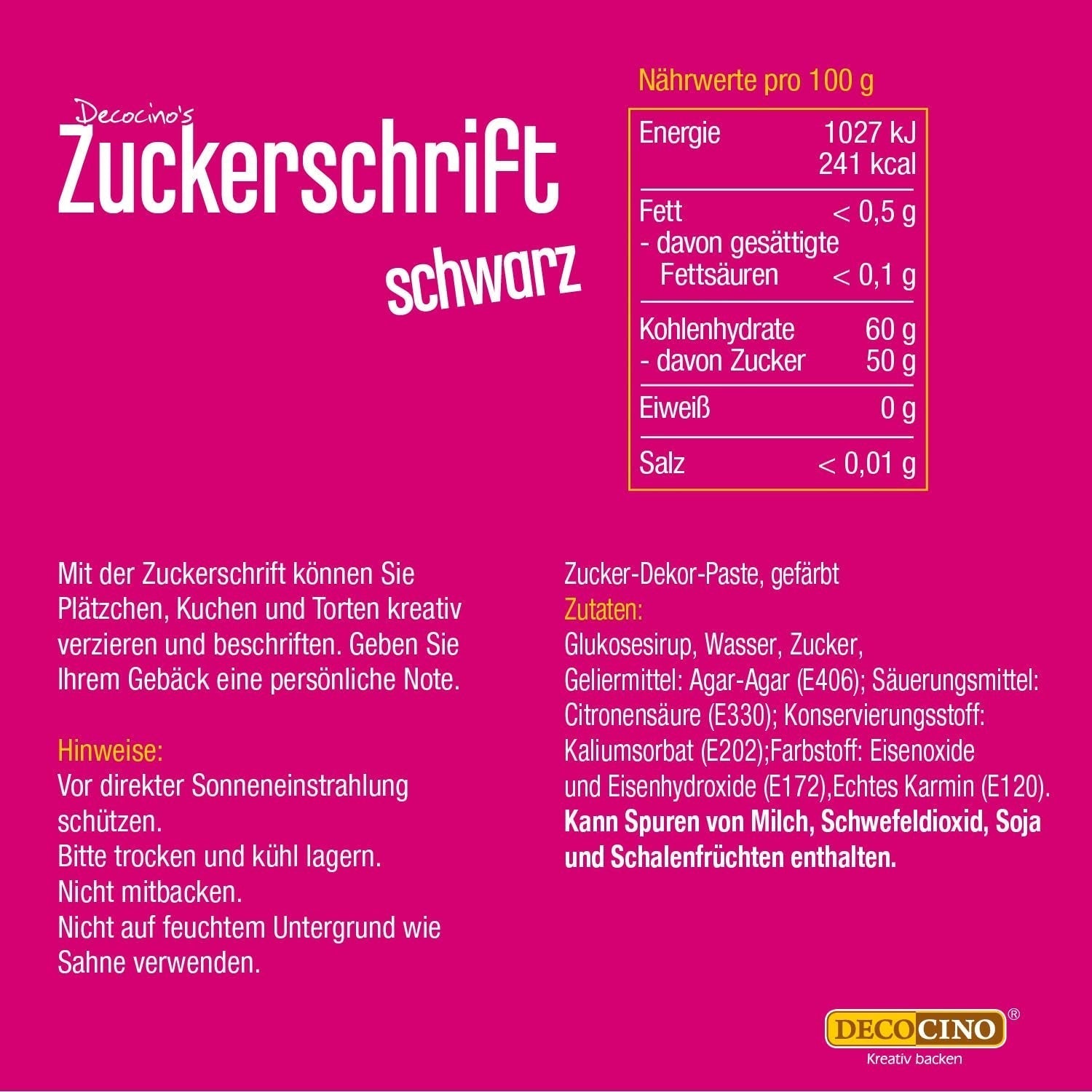 Napis Decocino Red Sugar - Napis do barwienia żywności - Praktyczna tuba do etykietowania kremówki i lukru - Ozdoby do pieczenia ciast, ciast i babeczek! (zestaw 2 szt.)