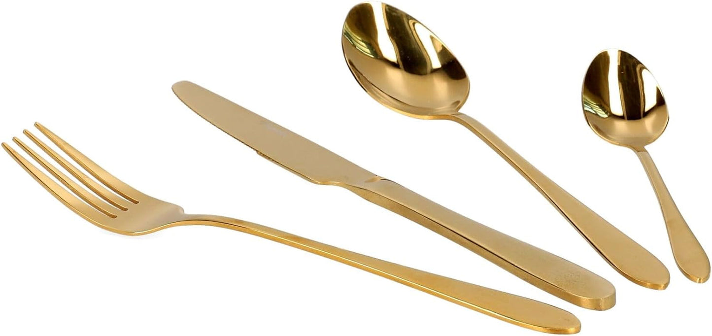 HOMLA Abele Besteckset Für Vier Personen 16-Teilig Edelstahl Hygienisch Elegancki Leicht Zu Reinigen Złota Kuchnia Naty Shop Złoty