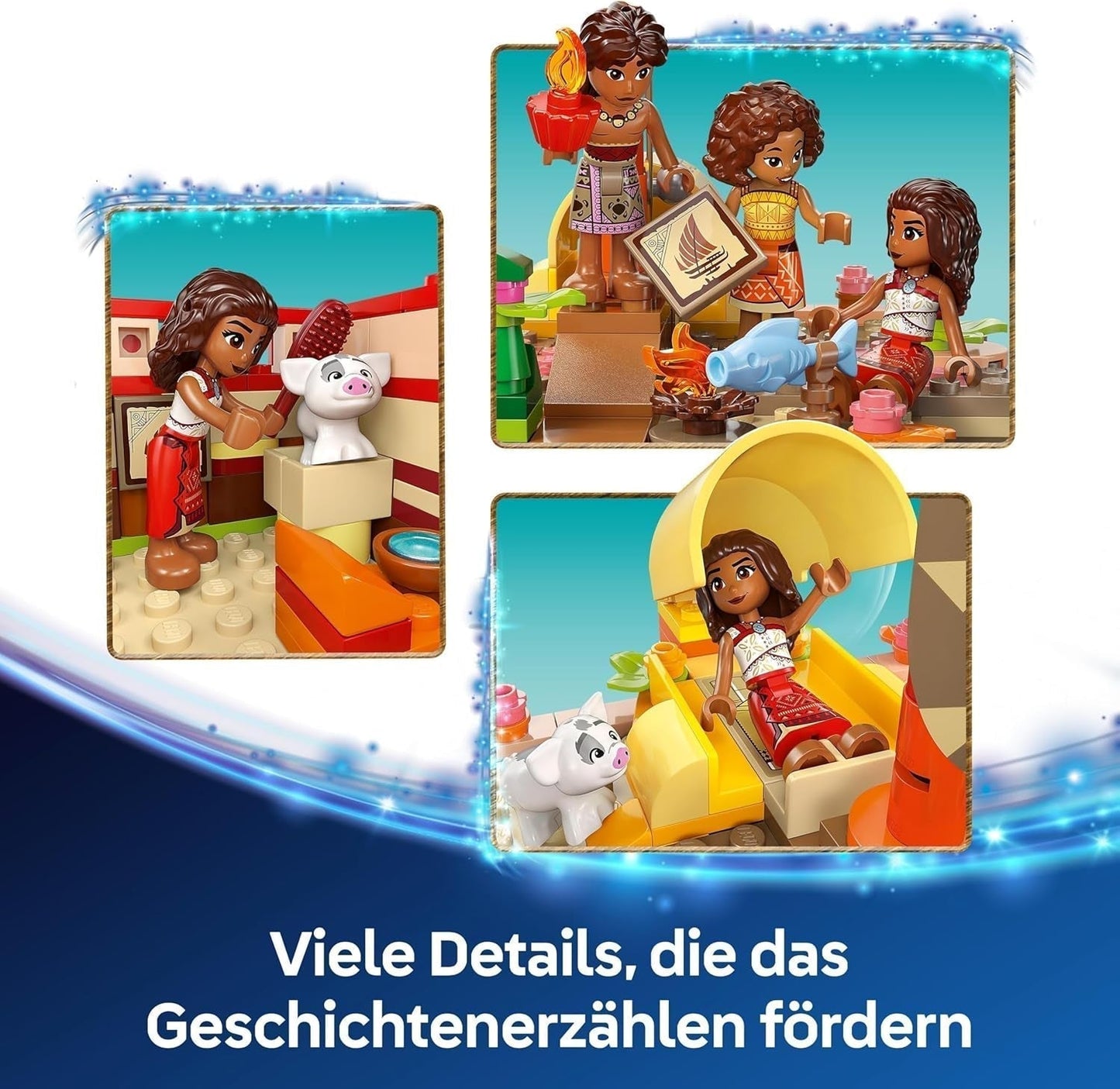 LEGO® Disney Moana 2: Tratwa przygodowa Vaiany — zabawkowa łódka z żaglami, zdejmowanym pokładem, ogniskiem i 3 minilaleczkami, w tym Loto i Moni — prezent dla dziewczynek od 6. roku życia i fanów — 43270 Zestawy do budowania Beuche den LEGO-Store