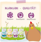 MjAMjAM - Mokra karma Premium dla kotów - Kurczak Wellness Pack 12 opakowań (12 x 125 g) bez zbóż z dodatkowym mięsem