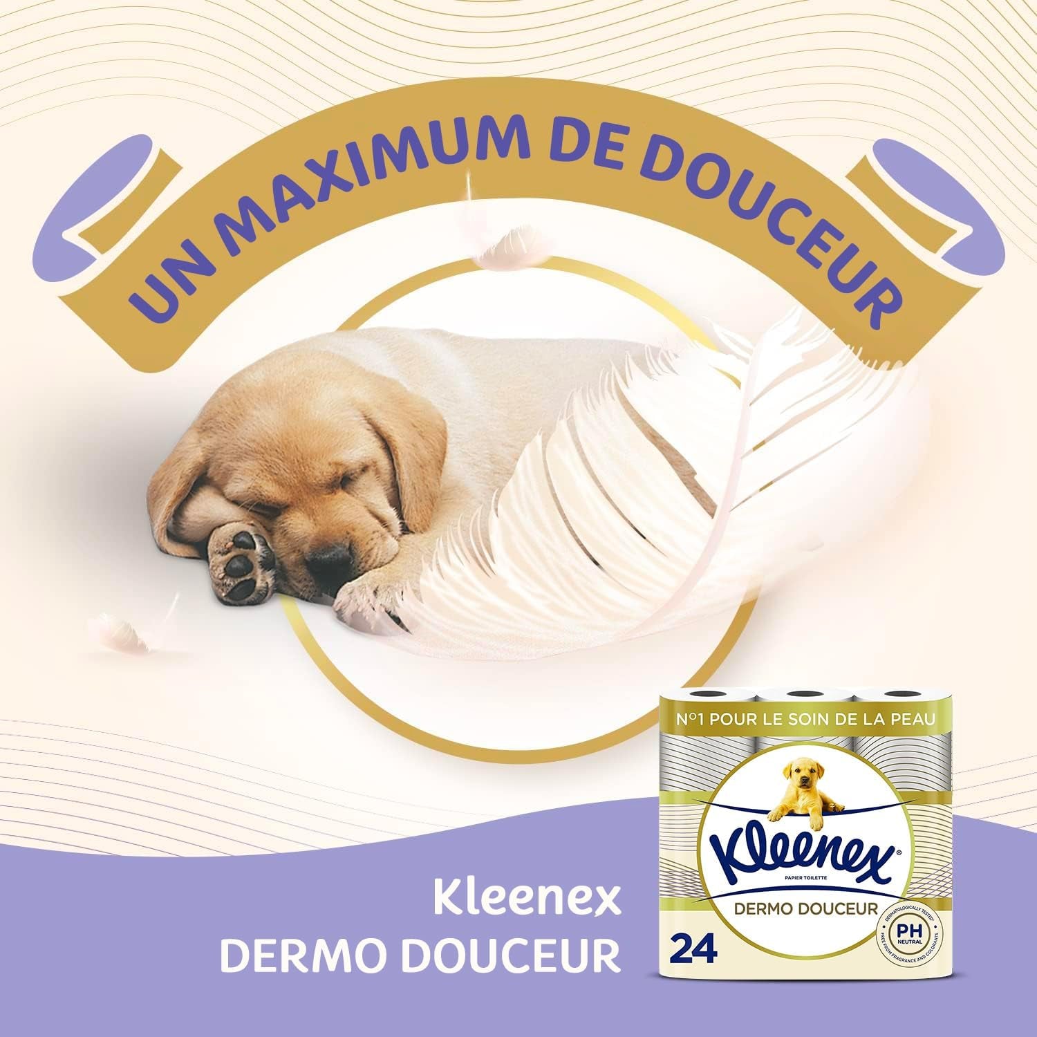 KLEENEX Dermo Douceur 4230420 Papier toaletowy, 24 rolki (4 x 6 rolek) biały, 24 sztuki (partia 6)