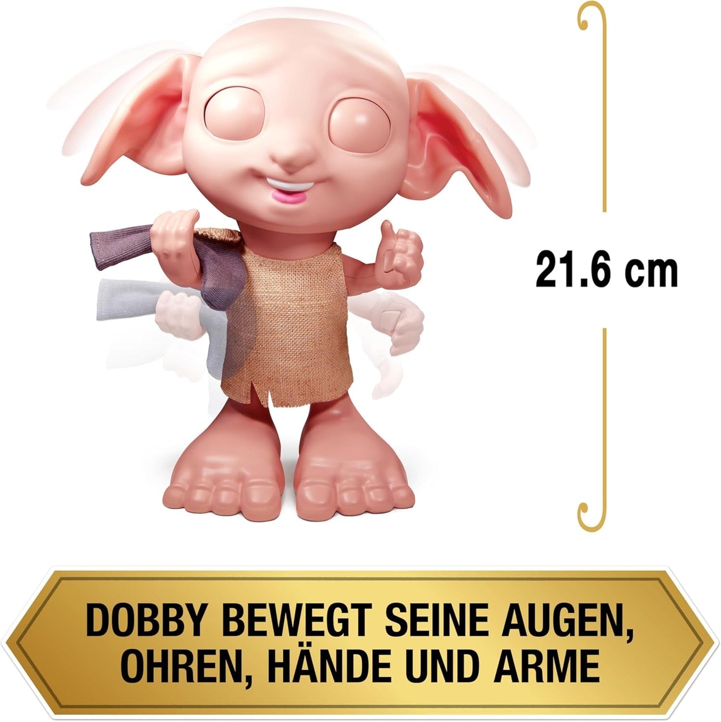 Czarodziejski świat Harry Potter - interaktywna lalka Zgredek Elf domowy z ponad 30 dźwiękami, zdaniami i ruchami, niemiecko-włoski, zabawka dla 6 lat, artykuły dla fanów Lalki Naty Shop