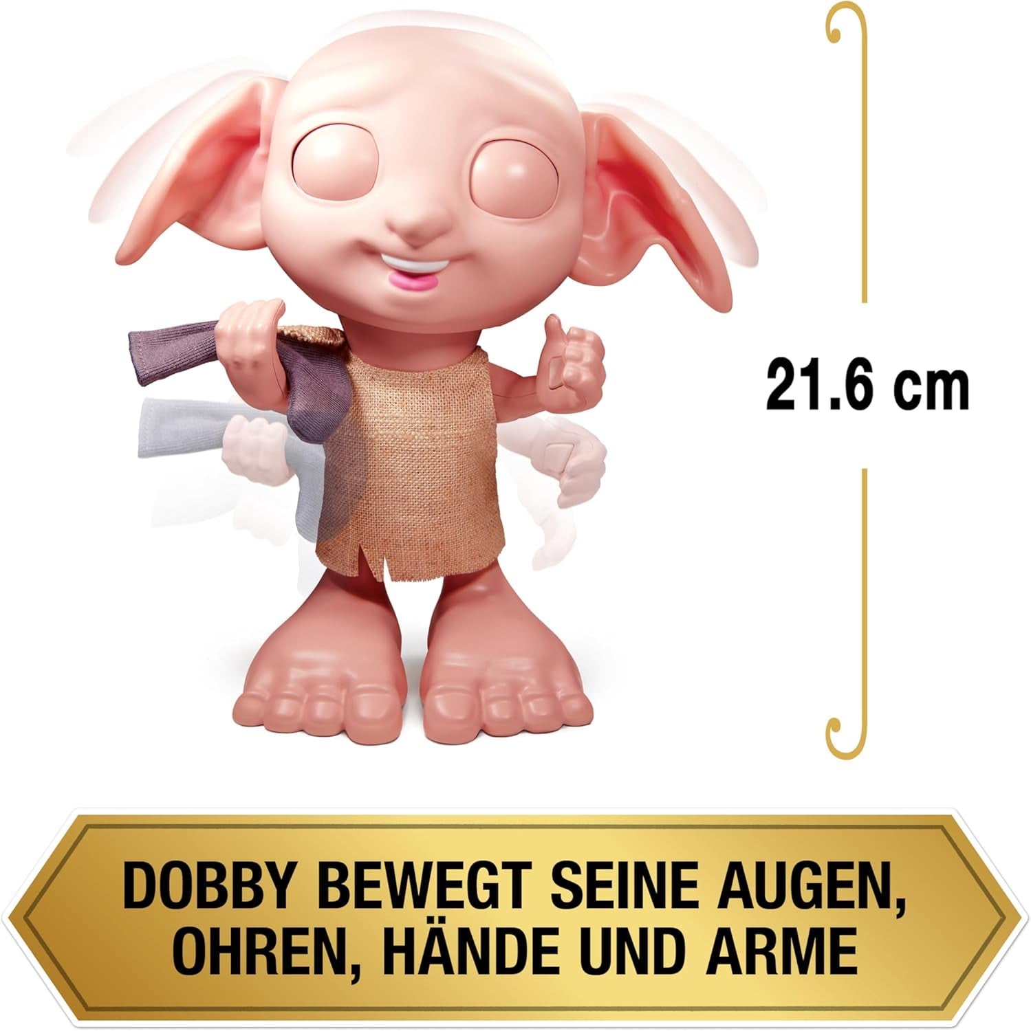 Czarodziejski świat Harry Potter - interaktywna lalka Zgredek Elf domowy z ponad 30 dźwiękami, zdaniami i ruchami, niemiecko-włoski, zabawka dla 6 lat, artykuły dla fanów Lalki Naty Shop