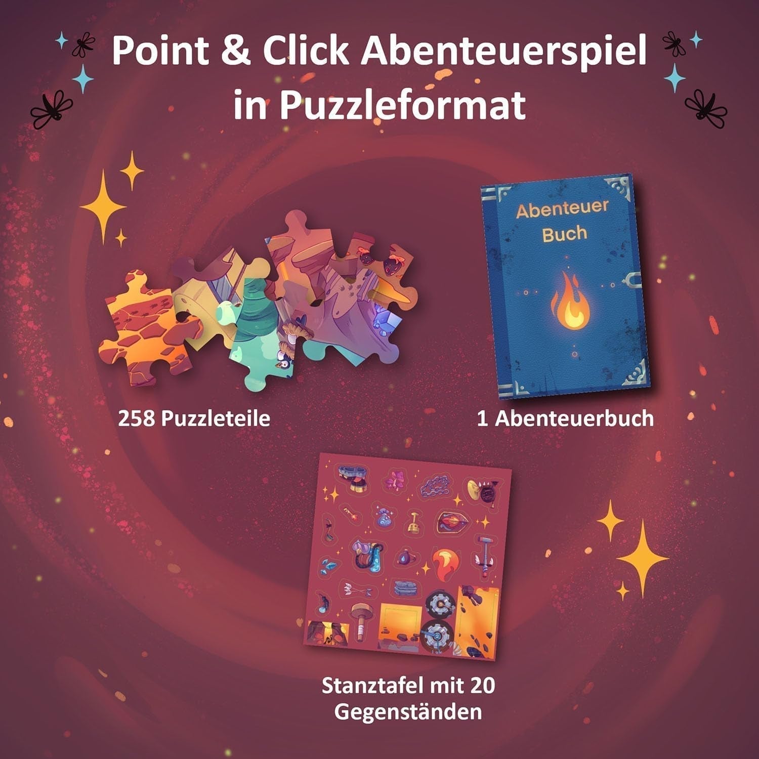 KOSMOS 684853 Puzzle przygodowe Den Tiefen Des Vulkans, 258 elementów, interaktywne puzzle przygodowe dla dzieci w wieku 8+, odkryj historię przygodową z każdym elementem układanki Puzzle Naty Shop