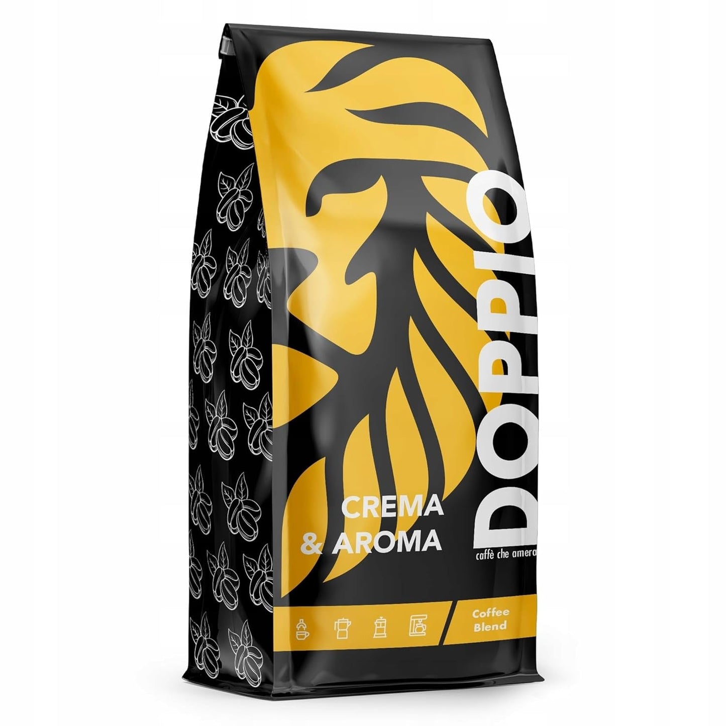 Doppio Krem i Smak 1KG | Kawa ziarnista 80% Arabica i 20% Robusta | z nutami kakao, orzechów i karmelu | Świeże i średnio palone, o niskiej kwasowości | do espresso | Kawa Blue Orca