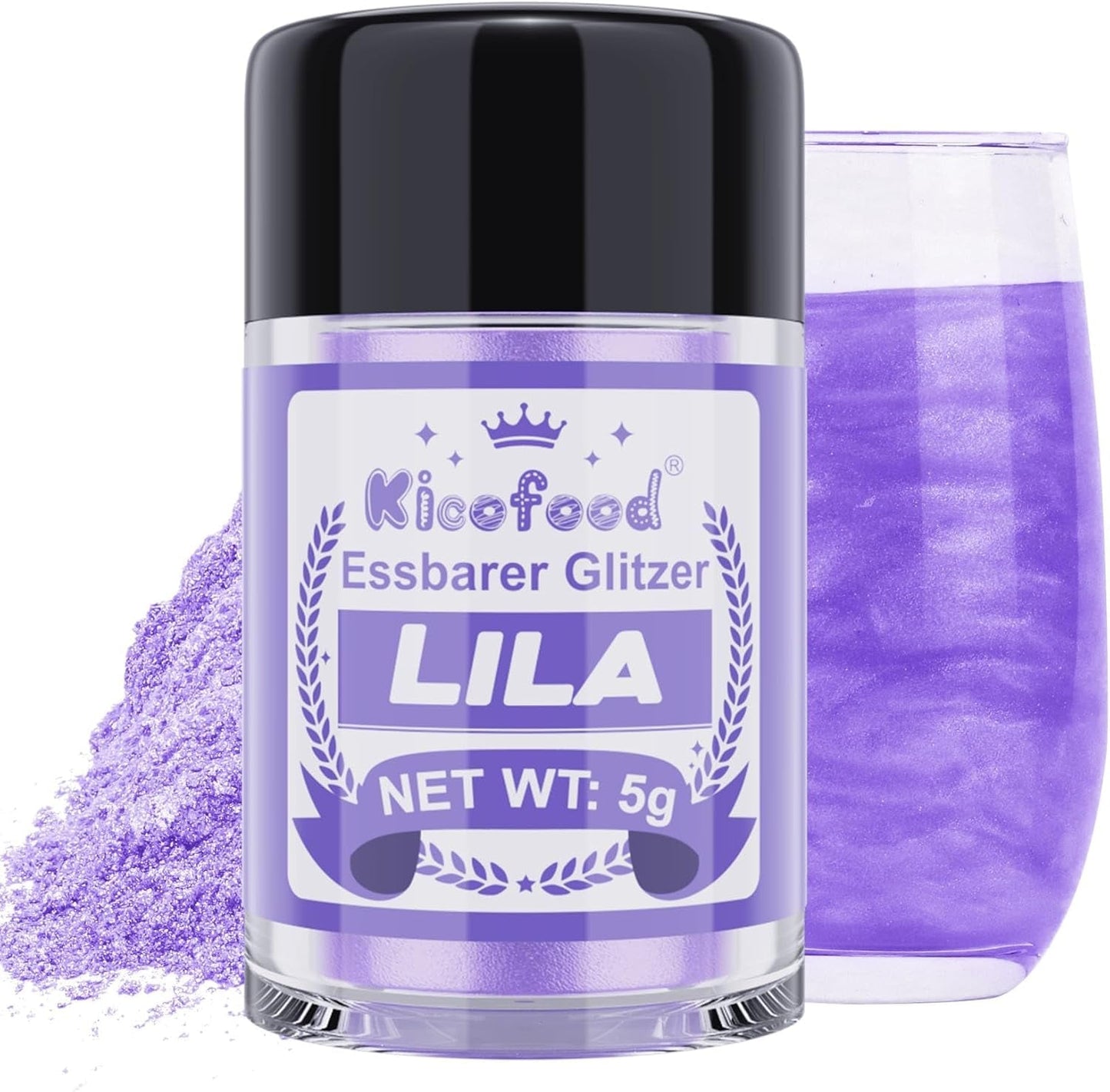Kicofood, brokat jadalny, 5 gramów, różne kolory Glitter Naty Shop Lilac Purple