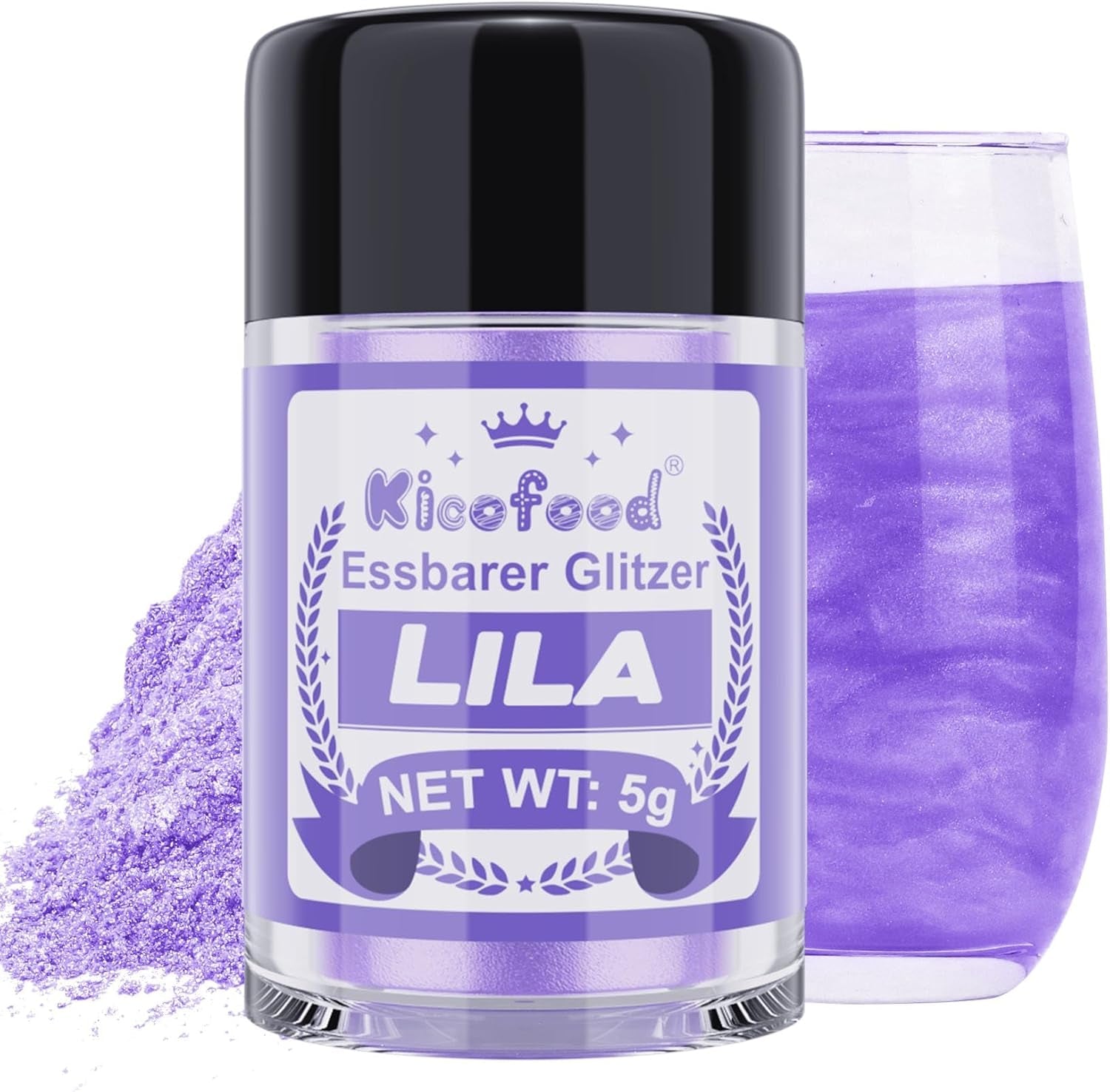Kicofood, brokat jadalny, 5 gramów, różne kolory Glitter Naty Shop Lilac Purple