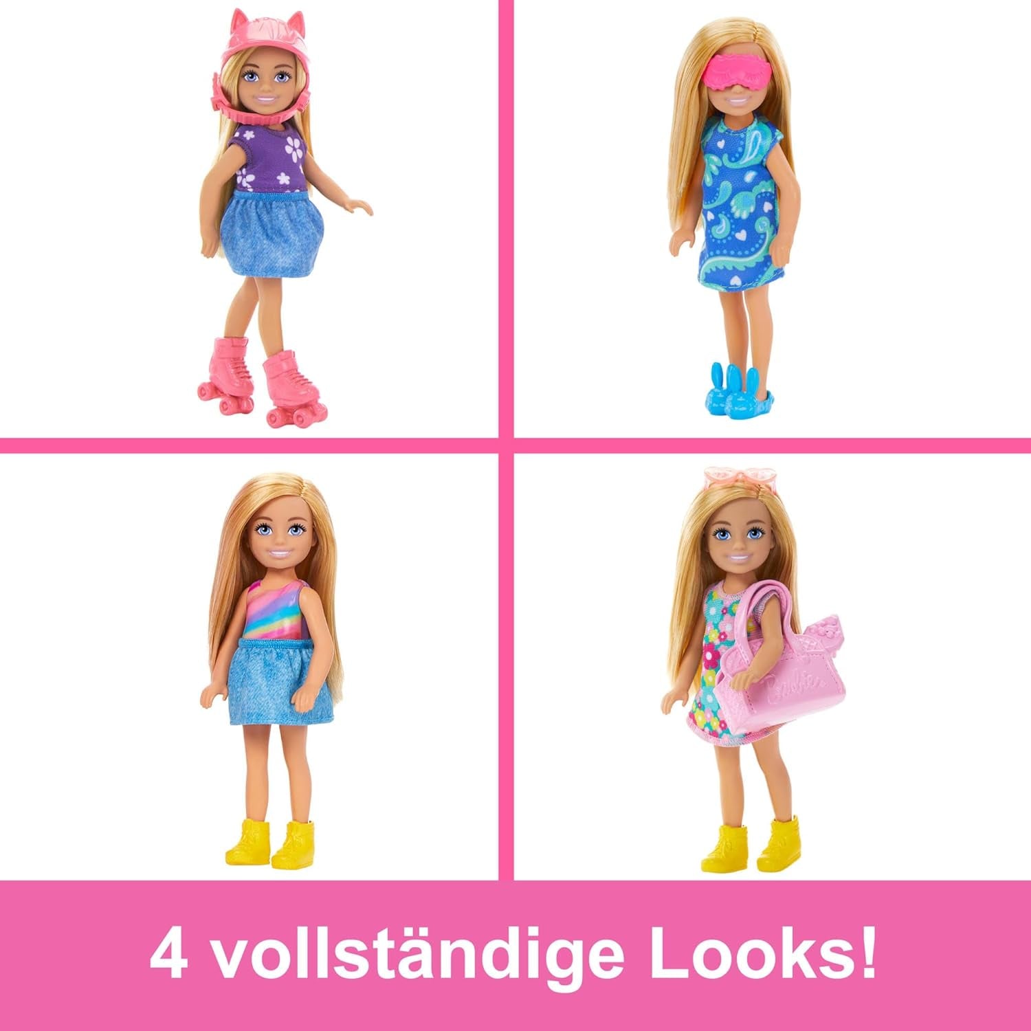 Zestaw lalek Barbie Chelsea z szafą, ubraniami i akcesoriami, 17-częściowy zestaw, składany do zabawy w podróży i przechowywania, lalki HXN03 Naty Shop