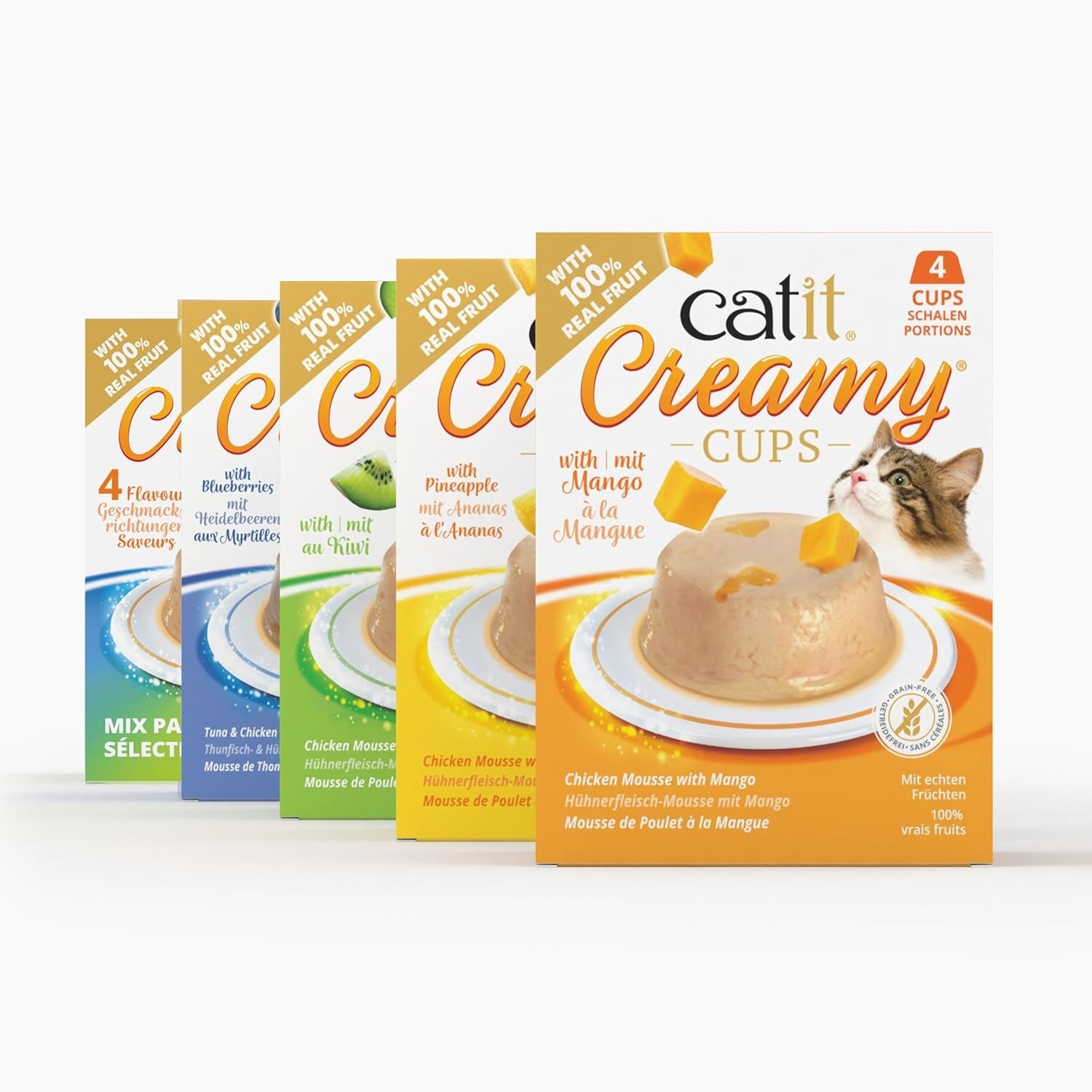 Catit Kremowe kubki, tuńczyk i kurczak z jagodami, 4x25g
