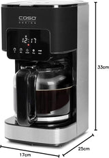 Ekspres CASO Coffee Taste and Style z filtrem stałym, 1,5 l, optymalna temperatura parzenia 92-96°C, system zapobiegający kapaniu, zoptymalizowana głowica zaparzająca, stal nierdzewna, 12 filiżanek