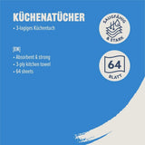 Przez Amazon Kitchen Roll, 3 warstwy, 16 rolek (4 rolki, opakowanie 4 sztuk), 64 arkusze w rolce, certyfikat Fsc