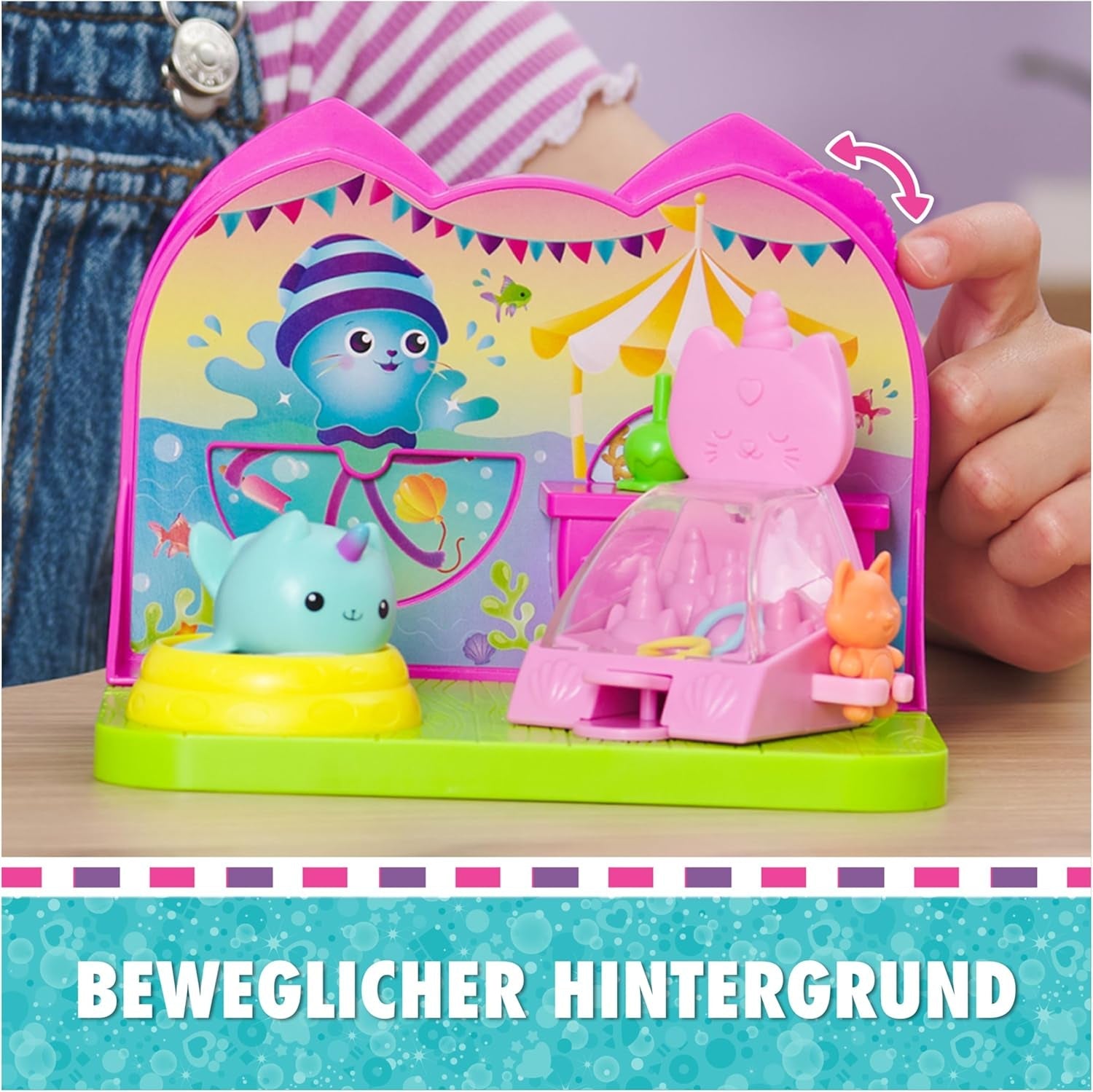 DREAMWORKS GABBY'S DOLLS HOUSE - zestaw do pokoju Deluxe, pokój imprezowy Kitty Narwhale, tematyczne meble i akcesoria, wiek 3+