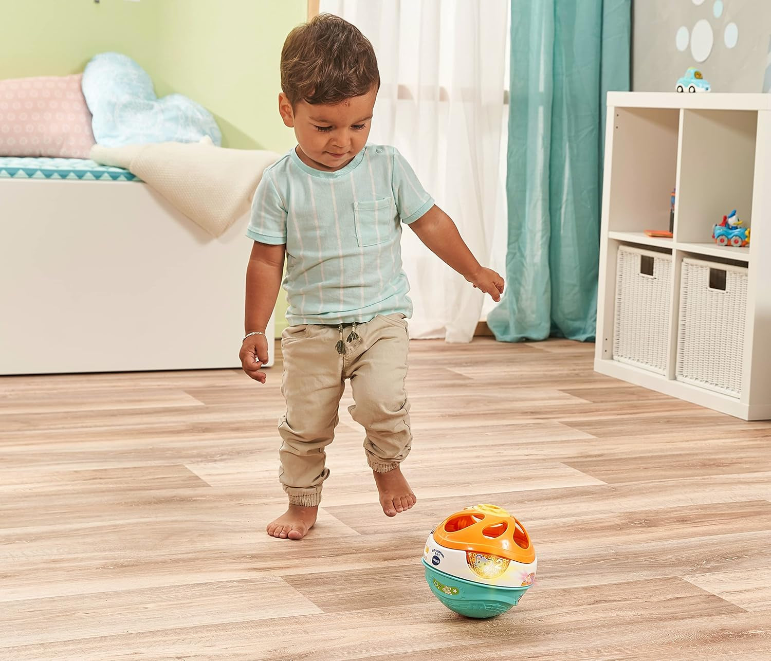 Vtech Baby 3 w 1 magiczna piłka muzyczna samobieżne odtwarzanie muzyki interaktywna zabawka dla dzieci 9-36 miesięcy kolorowe zabawki dla dzieci Naty Shop