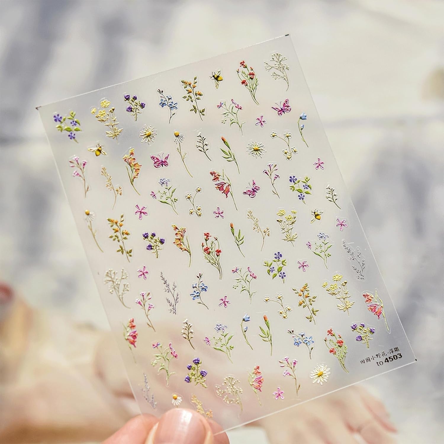 JMEOWIO 3D Nagelsticker Blumen Nail Art Naklejka Selbstklebend Nagelaufkleber 5D Stereoskopisch Frühling Sommer Blumen Dekoration Nageldesign Zubehör 1 Blatt