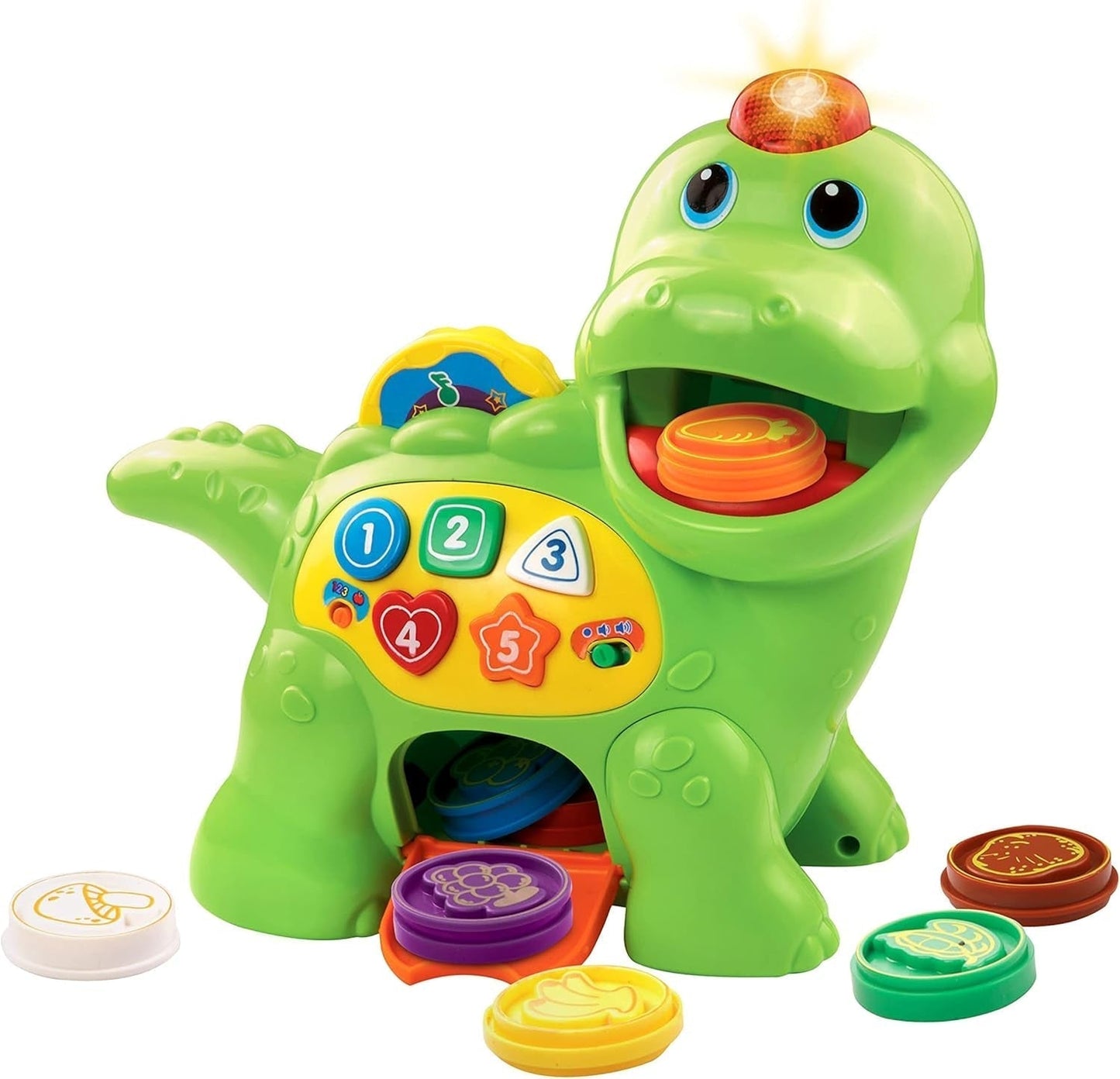 Vtech Baby Feed Me Dino - Karmienie i nauka gadającego dinozaura z piosenkami, przyciskami i grą z pytaniami - na 12-36 miesięcy Zabawki dla dzieci Naty Shop Single