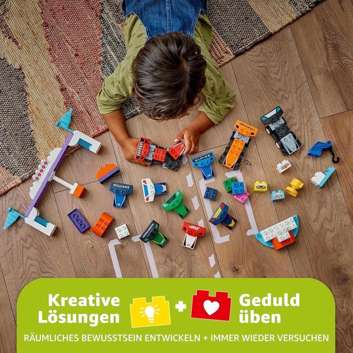 Samochody wyścigowe LEGO DUPLO Town F1 Team z wyścigowcami, zabawka do budowania dla całej rodziny, pobudzająca wyobraźnię zabawa, prezent urodzinowy dla małych dzieci, chłopców i dziewcząt od 2. roku życia 10445 Zestawy do budowania Besuche den LEGO-Store