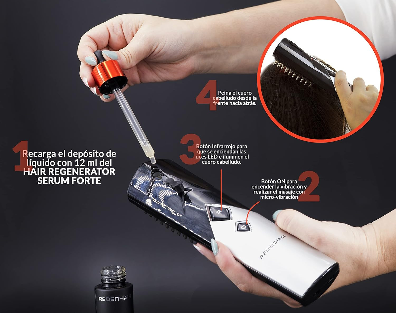 Redenhair Szczotka regenerująca włosy - leczenie wypadania włosów - stymulator wzrostu włosów - idealny porost włosów - zapobieganie wypadaniu włosów dla kobiet i mężczyzn Pielęgnacja włosów Naty Shop