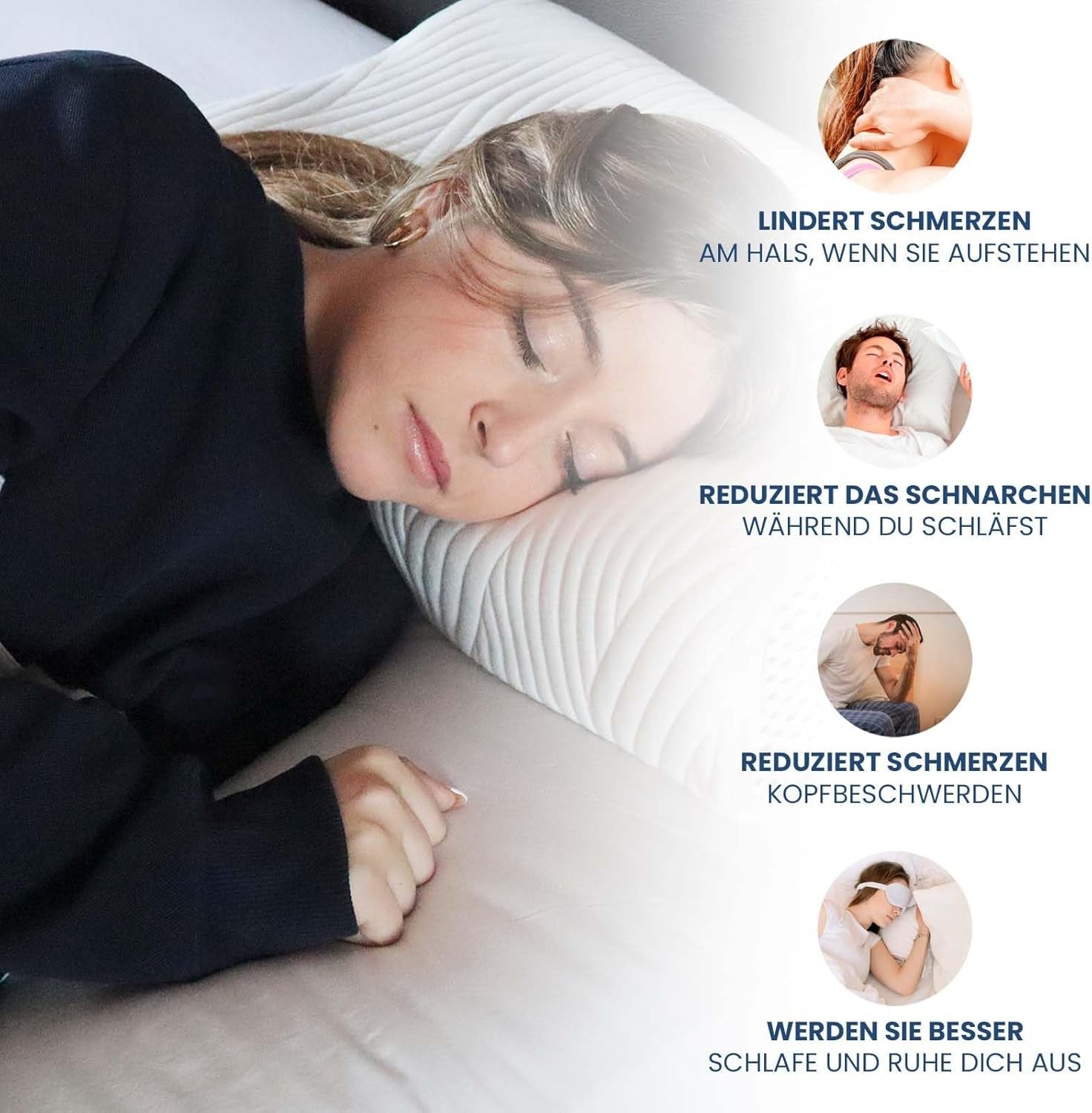 Valentia Medical Memory Foam Poduszka podtrzymująca szyję Ortopedyczna poduszka przeciwbólowa szyi Poduszka pod szyję z pianki Memory Ultra miękka, zmywalna osłona Poduszki ortopedyczne szyjki macicy Naty Shop