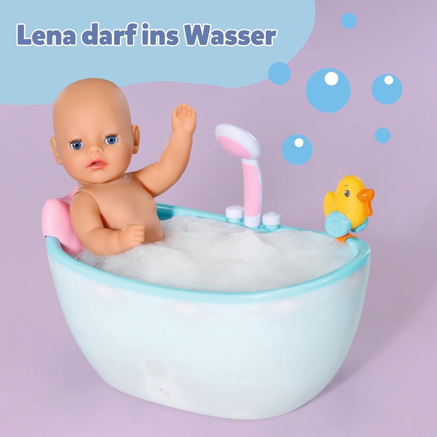 BABY Born Lena (Girl) - laleczka bobas 36 cm - 7 funkcji, w tym akcesoria i materacyk - Działa całkowicie bez baterii - Odpowiednia dla małych dzieci od 1 roku