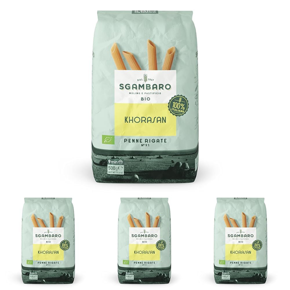 Organiczny makaron Penne Rigate N.91 - 500g z pszenicy Khorasan - Starożytna pszenica, bogata w białko, w 100% uprawiana we Włoszech - Wszechstronny w kuchni i bogaty w składniki odżywcze