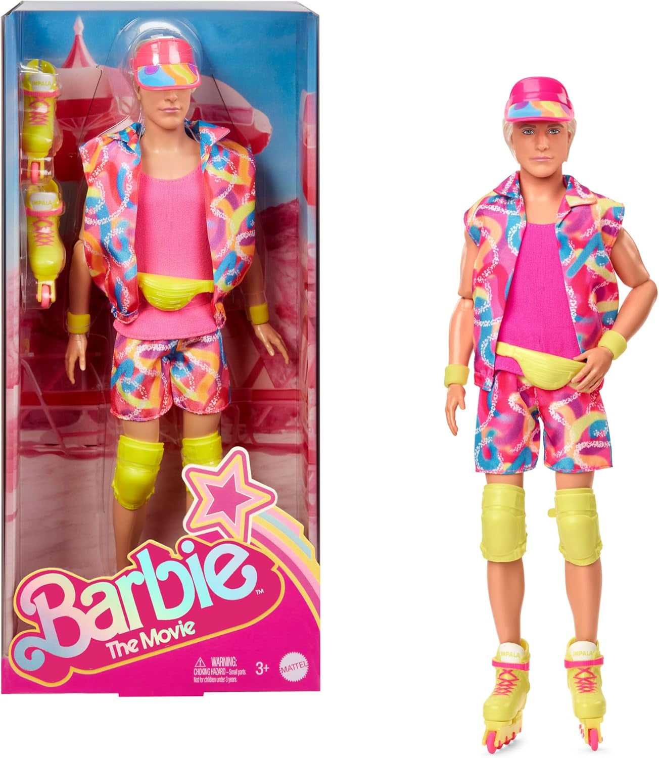 Kolekcjonerska filmowa lalka Barbie Ken ze strojem do jazdy na łyżwach w stylu retro i łyżwami, JBJ51, [wielokolorowe]