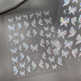 Aurora Muschel Schmetterling Nagelsticker Weiß Schmetterlinge Naklejka na paznokcie Gelee Relief Butterfly Nagelaufkleber Y2K Motyle Nagel Naklejka Nägel Nageldesign Nagel Zubehör Naklejki na paznokcie Nailart