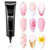 Makartt 3D Nail Art Gel - Żel do klejenia kryształków górskich 15G do breloczków do paznokci, Wielofunkcyjny żel do rzeźbienia paznokci do samodzielnego projektowania paznokci, Rzeźba paznokci Modelowanie paznokci w domu (przezroczysty)