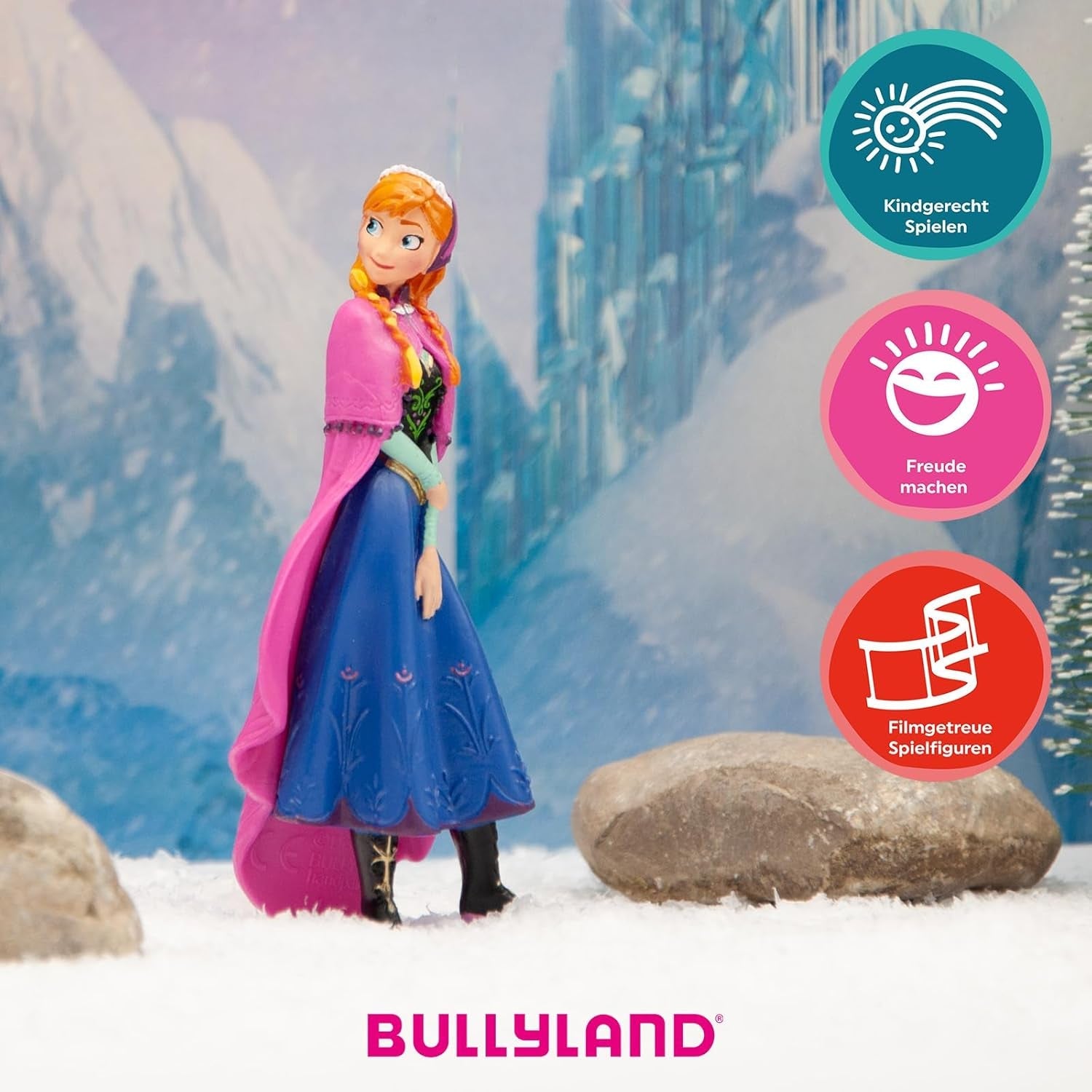Bullyland 12960 - figurka księżniczki Anny z filmu „Kraina lodu” Walta Disneya, ok. 9,5 cm, bardzo szczegółowe, idealne jako mały prezent dla dzieci w wieku 3 lat i starszych