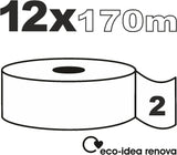 Papier toaletowy Renova Jumbo BLK, 12 rolek po 170 mb, papier biały, 2 warstwy