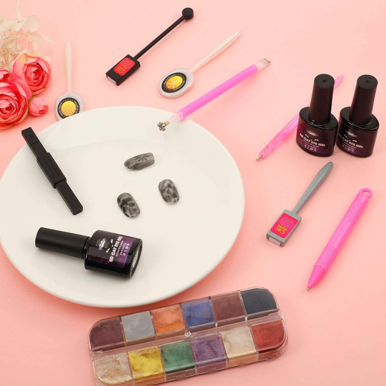 Nail Art Werkzeug Magnetstift, 10 Stück Nagel Magnet Stick Zestaw narzędzi, Nagel Magnet Stift i Starker Magnes Stock Punktierungsstifte dla majsterkowiczów 3D Magnetics Katzenauge UV Gel Polnisch Nagel Kunst
