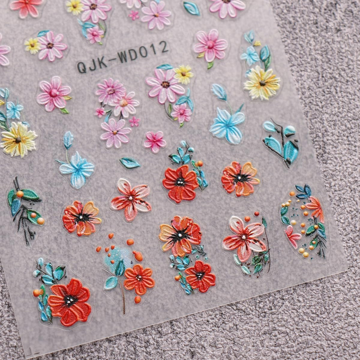 JMEOWIO Nagelsticker Blumen 6 Blatt Nail Art Naklejka Selbstklebend Nagelaufkleber Sommer Blumen Dekoration Nageldesign Zubehör