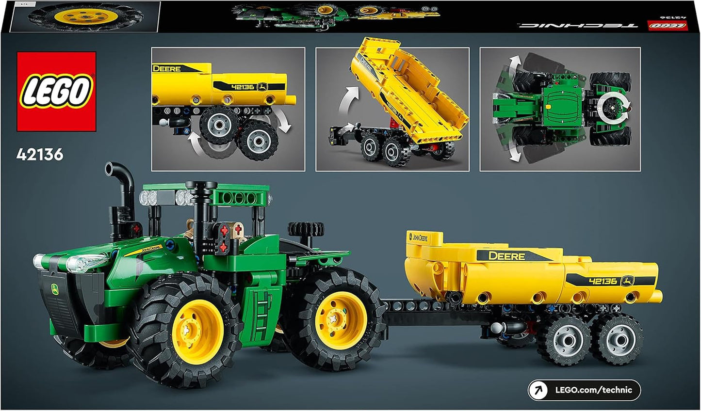 LEGO Technic Ciągnik 4WD John Deere 9620R z przyczepą wywrotki Klasyczna zabawka rolnicza dla dzieci dla chłopców i dziewcząt w wieku 8 lat Model kolekcjonerski 42136 Zestawy do budowania Besuche den LEGO-Store