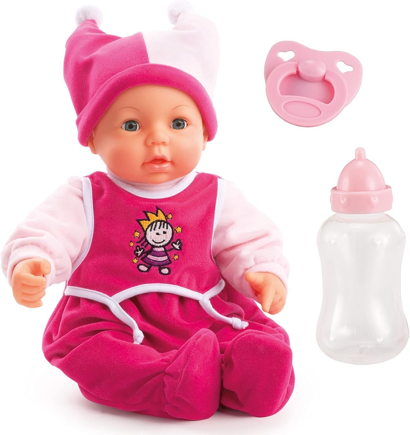 Funktionspuppe Hello Baby mit Geräuschen, bewegt den Mund, interaktive Puppe, Babypuppe, mit Zubehör, 46cm, różowy