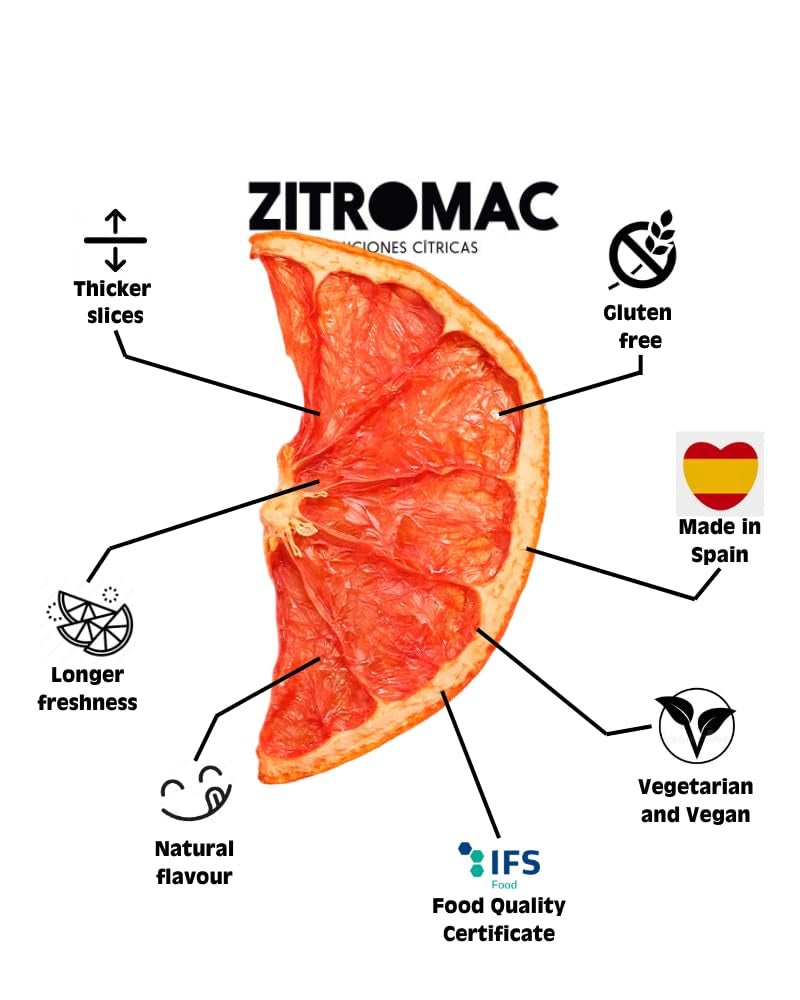 160gr Suszony grejpfrut do koktajli - suszone owoce bez cukru do koktajli, dekoracji, wyrobów cukierniczych, świąt Bożego Narodzenia, napojów - 100% naturalne suszone plastry bez dodatków Produkty suszone Naty Shop