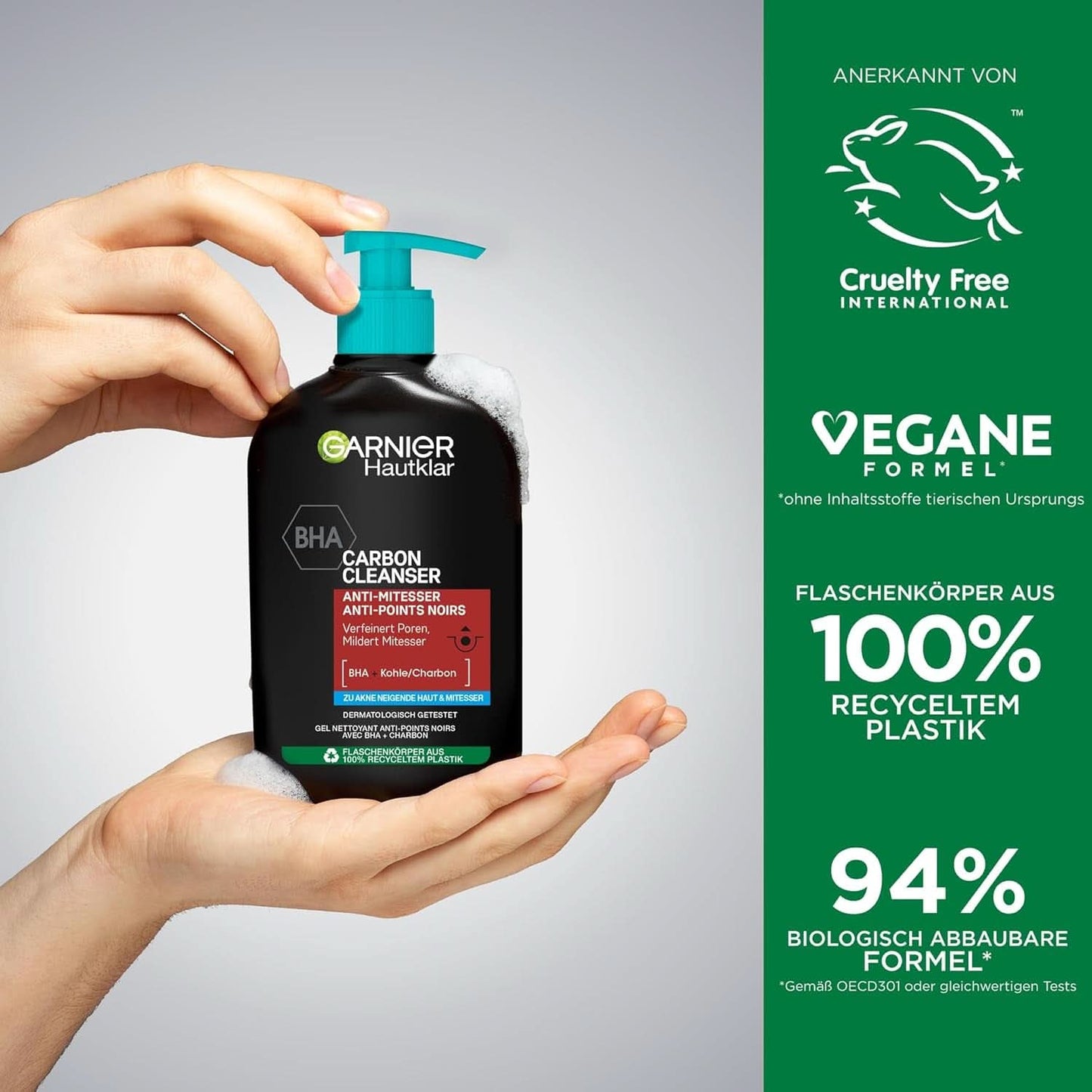 Garnier Charcoal Cleanser Żel do mycia twarzy przeciw zaskórnikom i wypryskom 250ml Pod prysznic i do kąpieli Naty Shop