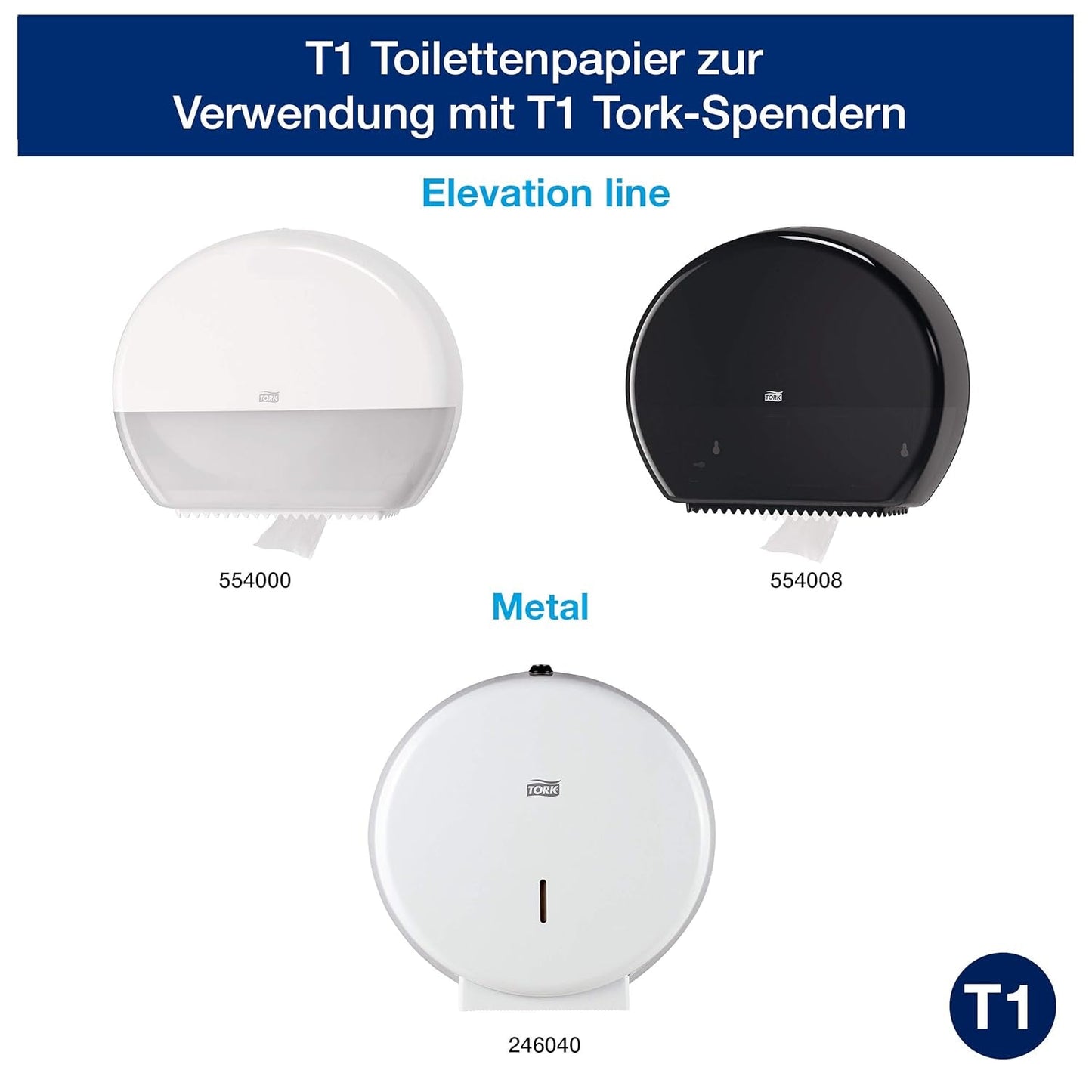 Papier toaletowy Tork Jumbo White T1, Advanced, 2 warstwy, 6 × 380 M, 472118