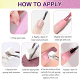 Żel do malowania gradientowego, 12 kolorów Ombre żelowy lakier do paznokci z 100 szt. Gąbeczek do paznokci i 4 pazurami Metalowy chwytak do francuskiego manicure DIY Nail Art, zestaw I