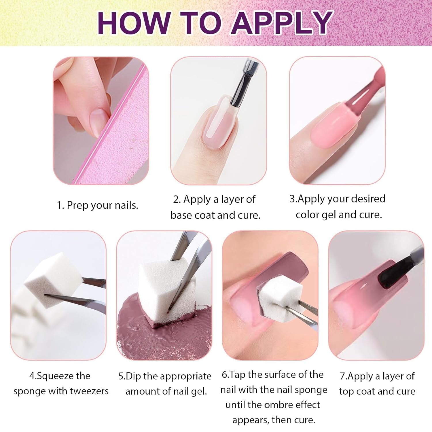 Żel do malowania gradientowego, 12 kolorów Ombre żelowy lakier do paznokci z 100 szt. Gąbeczek do paznokci i 4 pazurami Metalowy chwytak do francuskiego manicure DIY Nail Art, zestaw I