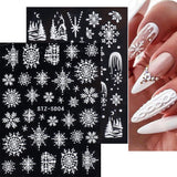 4 Blatt 3D Nagelsticker Weihnachten Nagelaufkleber Boże Narodzenie 5D Stereoskopisch Selbstklebend Schneeflocke Schneemann Nail Art Naklejka Dekoracja Nageldesign Zubehör