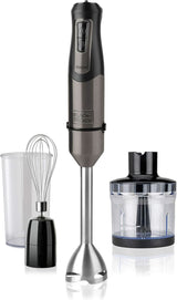 BLACK+DECKER Mikser stojący | BXHBA1500E | 1500 watów | 20 prędkości | Turbo | Edelstahl | Spritzschutz | Zawiera Pürieraufsatz, Schneebesen, Zerkleinerer Und Messbecher Kitchen Naty Shop Single 3 Zubehörteile 1000W